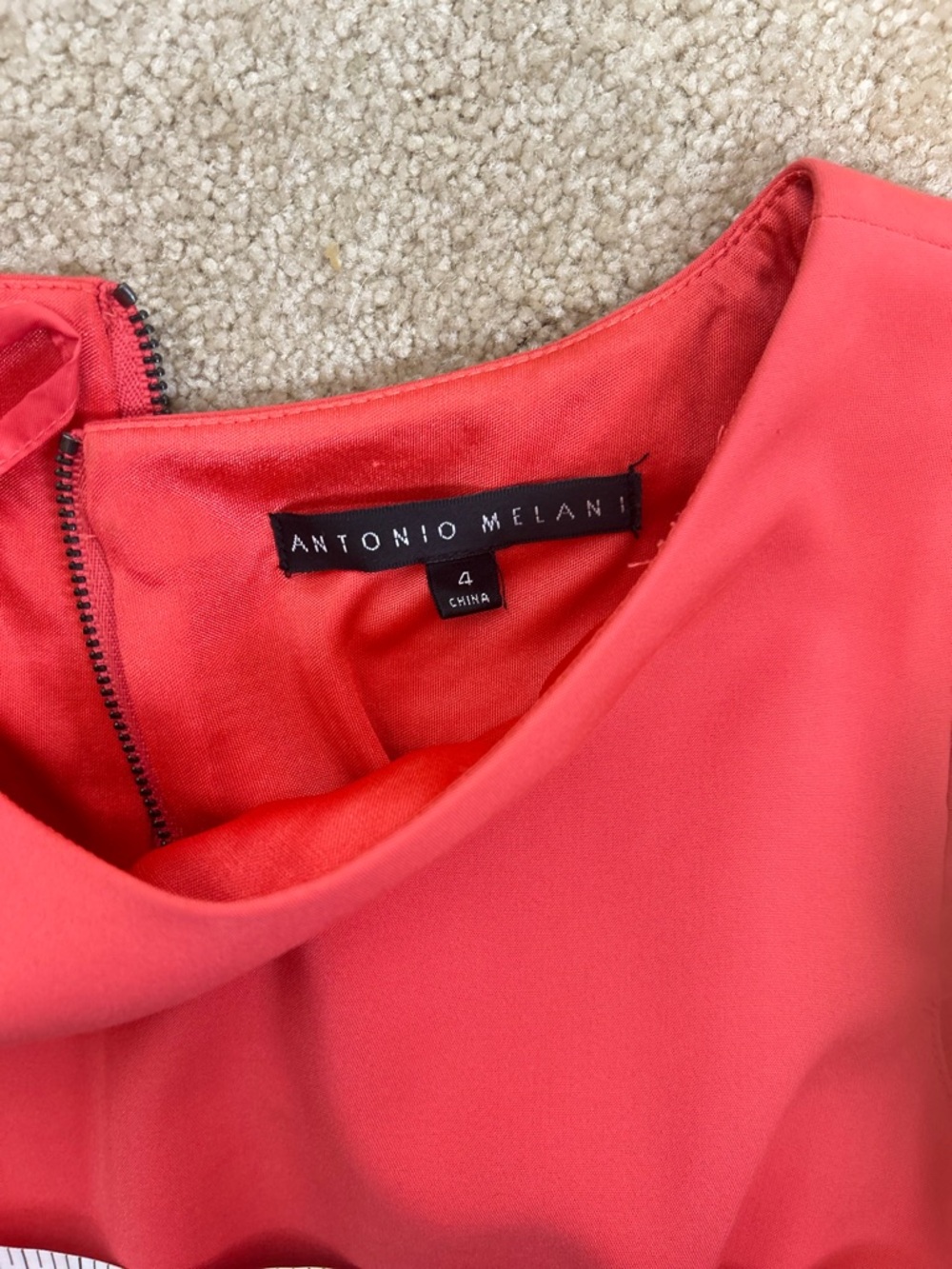 Women's ANTONIO MELANI Coral Cap-Sleeve Elegant Waist-Defined Midi Dress SZ 4 - Picture 9 of 14